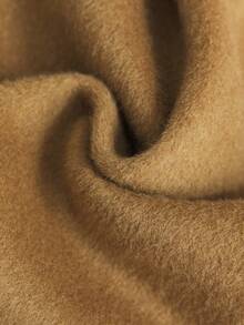 Ontre 棕色无领、收腰、针织混纺短款夹克、70%羊毛、冬季女式外套