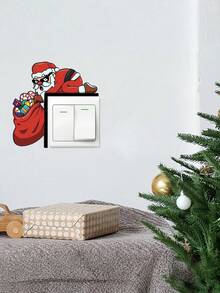 Zazumi Pegatina de interruptor de Navidad Decoración de pared de Papá Noel para cubierta de toma de corriente Decoración festiva del hogar - Multicolor - Ver 1