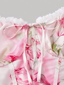 SHEIN MOD 领结浪漫粉色碎花连衣裙 - 彩色 - 查看 3