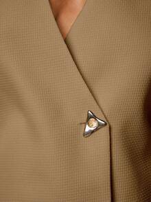 Hauture Elegant Sexy Office Commute Versatile Plus Size Women Top - Khaki - View 2