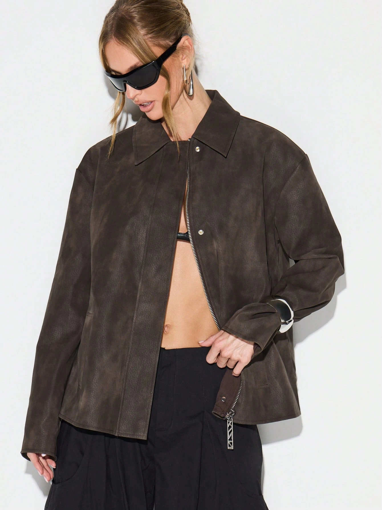 KIZN Übergroße Feldjacke mit Reißverschluss