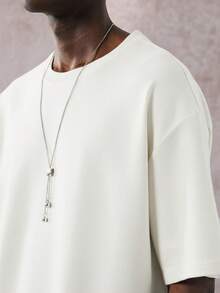 STYNVO Áo thun nam cổ tròn rộng rãi họa tiết chữ - trắng - Xem 6