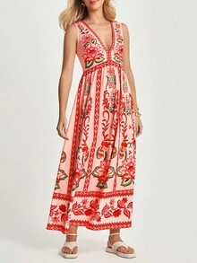 CAJUNI Sleeveless Dress With All-Over Print, Casual & Vacation Wear - Multicolor - View 5