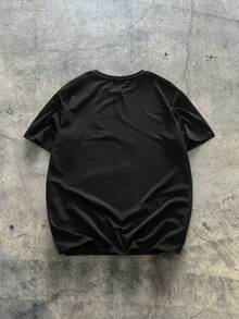 AXEPEAK Men T-Shirts Fit Crew Neck Drop Shoulder Short Sleeve Graffiti Tee Cool Stuff Casual Summer Cotton - Black - View 2