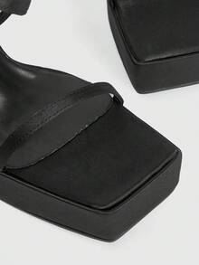 CUCCOO LuxiPop Zapatos de mujer de verano nuevos, de tacón grueso, estilo hada, con punta cuadrada, color negro, zapatos de fiesta de moda con tacón alto, sandalias de plataforma para usar en Halloween, Navidad, Año Nuevo y otras fiestas - Negro - Ver 7