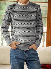 RivetRise Men's Casual Geometric Pattern Sweater, Autumn/Winter Fair Isle Sweater Men Nightmare Before Christmas - Multicolor - View 2