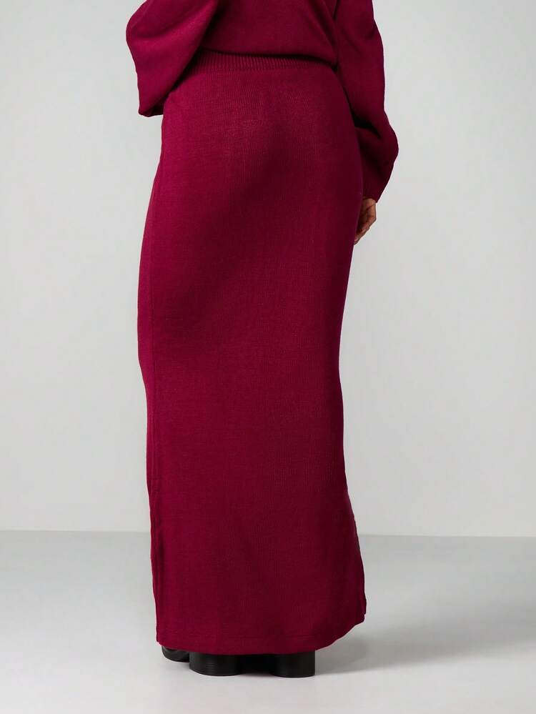 MISSGUIDED High Waisted Maxi Knit Skirt With Ribbed Texture For Fall Winter Season Christmas