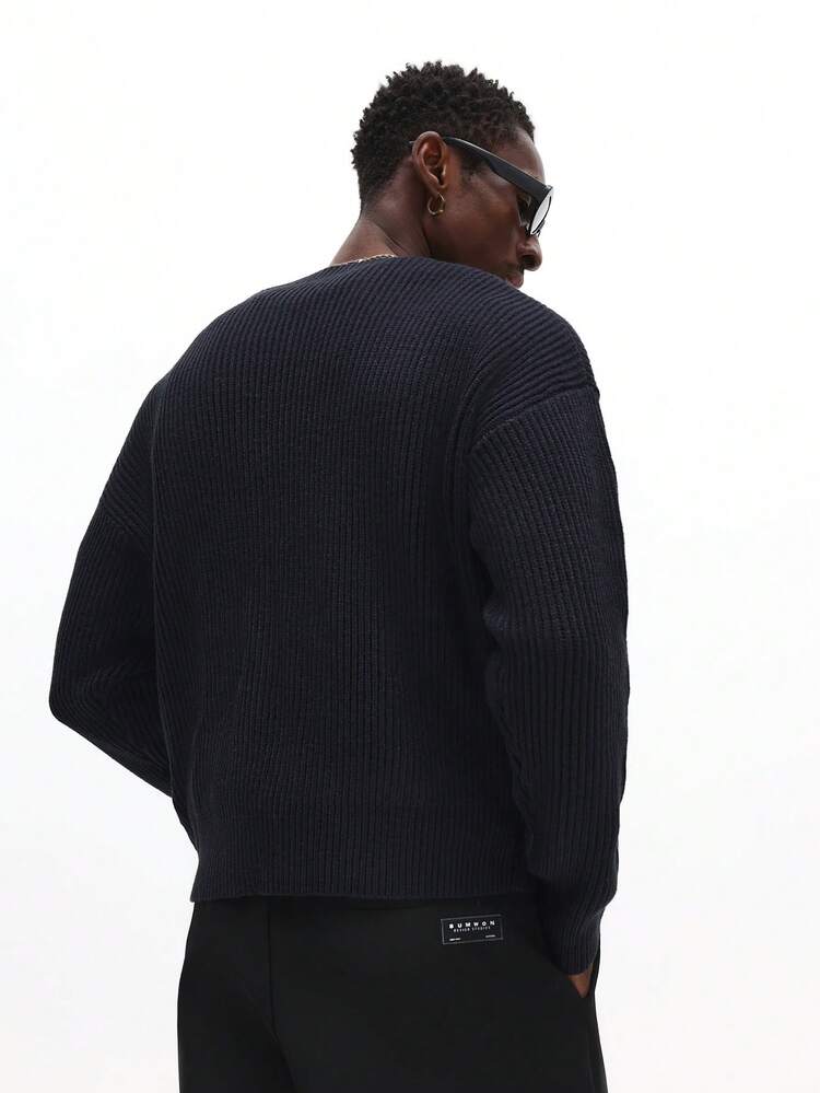 Ribbed Knit Cardigan With Zipper