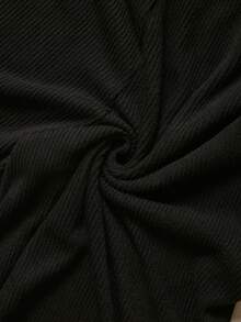 Elaquor Conjunto de top de manga larga con cuello en V y botones y pantalones de unicolor en talla grande - Negro - Ver 7