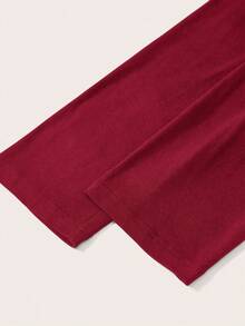 SHEIN Essnce 女款休闲马术骑手图案无袖肩带长袖T恤，适合春季 - 酒紅色 - 查看 4