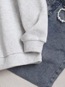 Tween Girls' Casual Street Leopard Faux Fur Hat, Five-Pointed Star & Leopard Print Pattern, Suitable For Street Style, Hooded Sweatshirt - Grey - View 6