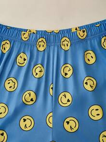 Men's Funny Print Short Sleeve Casual Top And Pants Pajama Set