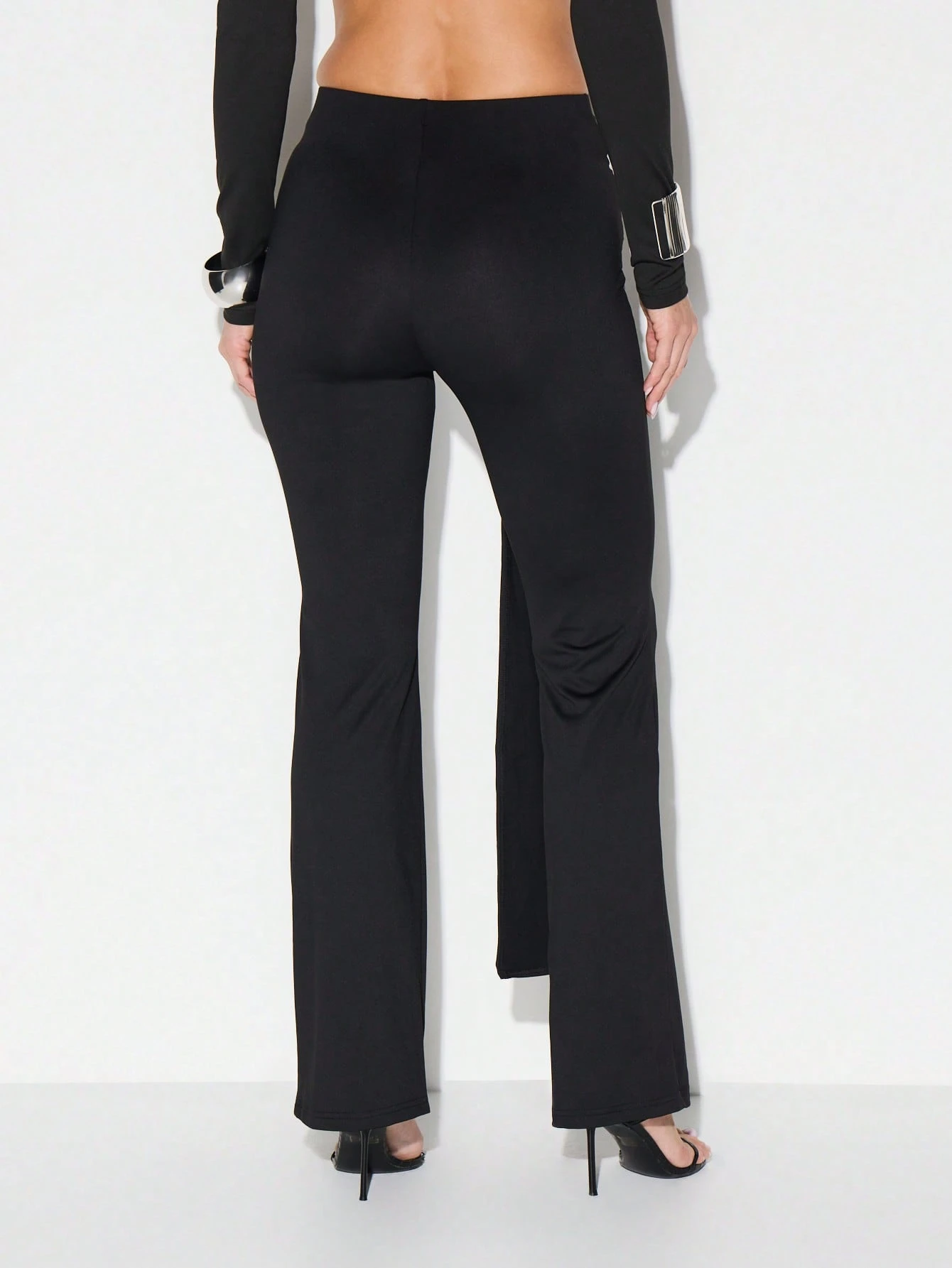 KIZN High Waist Flared Pants With Sash Drape