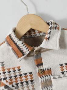 男童休闲几何图案纽扣前襟外套，秋季款 - 彩色 - 查看 5