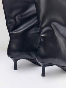 MUSERA Women's Pointed Toe Thigh High Boots, Fashion Slim High Heel Slip-On Boots For