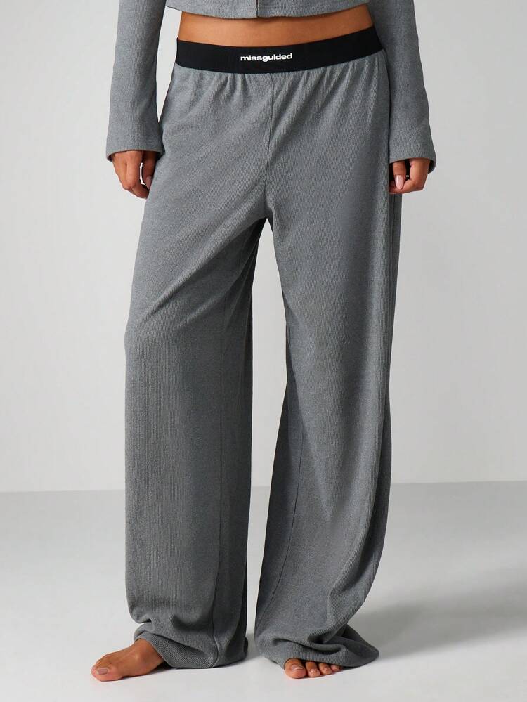 MISSGUIDED Ribbed Knit Cardigan And Wide Leg Pants Lounge Set For Women Fall Winter Comfort
