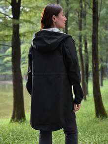 In My Nature Damen Jacke mit Buchstaben-Muster Tasche, Kapuze und Langarm, Lässig - Schwarz - Übersicht 6