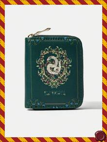 HARRY POTTER X SHEIN 1Pc Leaf Wreath Snake Design Minimalist Style Zip Coin Wallet, Suitable For Women. - Multicolor - View 1