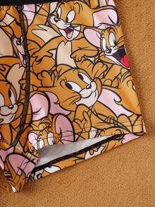 TOM & JERRY X SHEIN 1pc Men's Soft Breathable Mouse Print Letter Tape Trunks Cartoon Boxers Cute Boxers Graphic Boxers Funny Boxers - Brown - View 6