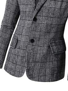 SHEIN 2pcs/Set Teen Boy Gentleman Outfit - Gray Patterned Wool-Blend Slim Fit Single-Breasted Blazer + Gray Patterned Wool-Blend Dress Pants. Elegant, Casual Outdoor Formal Suit Suitable For Birthday Party, Gala, Performance, Hosting, Wedding Season (Birthday, Wedding, Wedding Guest, Pageboy, Ring Boy) - Grey - View 7