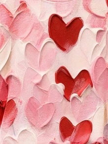 EMERY ROSE 女士加大码休闲图案卫衣，可爱时尚的心形印花设计，暖色调，适合街头摄影、日常穿着、运动、秋冬、返校季 - 彩色 - 查看 3