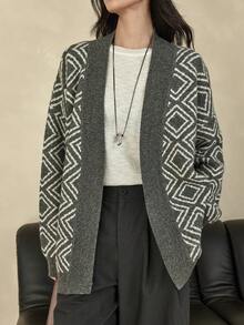 Dazy-Less Elegancki damski kardigan dzianinowy, swobodny szary sweter na jesień/zimę - Szary - Zobacz 1