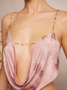 L'Amorae Áo crop top hở vai đính đá đính hạt thời trang gợi cảm cho nữ, họa tiết động vật ngựa vằn, lưới gợi cảm, câu lạc bộ đêm Ibiza - màu nâu - Xem 5