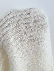 SHEIN Unity Women's Sexy Keyhole Neck Fluffy Knit Sweater Vest - White - View 6