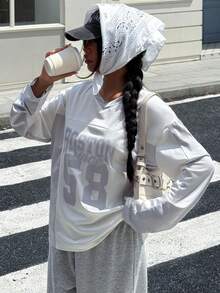 SHEIN Explorewe Bộ 2 áo thun dài tay cổ chữ V phong cách thường ngày đi học cho bé gái tuổi teen, áo thun thể thao và quần ống đứng rộng rãi đa năng, thích hợp mặc thường ngày, đi làm và đi học vào mùa thu và mùa xuân - Nhiều màu - Xem 3