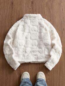 Manfinity VCAY Men's Letter Zip-Up Casual Fleece Hoodie, Autumn/Winter - Beige - View 2