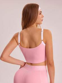 Sovereign Charm 女士撞色休闲健身运动吊带背心 - 粉色 - 查看 2