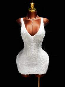 Amplova 性感露背深 V 领迷你紧身派对连衣裙 - 彩色 - 查看 3