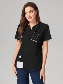 TaskEZ V-Neck Fitted Scrub Uniform Blouse, Casual And Stylish For Everyday Wear Scrub Set Nurse Dresses Scrub Tops Scrub Bottoms Lab Coats Running Nurse & Uniform Scrubs Handwashing Pocketed Breathable