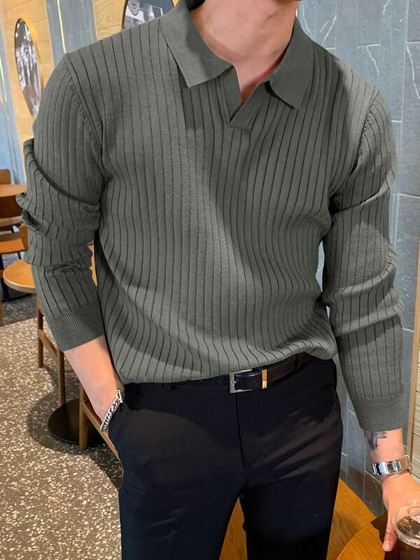 DAZY Jersey de media cremallera de unicolor para hombre, otoño/invierno