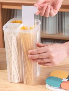 1个随机颜色透明食品储物盒，4格容器，适用于存放谷物、坚果、咖啡豆、糖果巧克力等。 - 彩色 - 查看 8