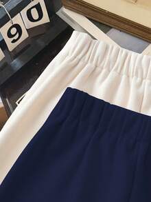 Franclia Women's High-End Button Design Culottes - Navy Blue - View 3