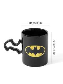 BATMAN X SHEIN 1pc 14oz/400ml Cartoon Pattern Printed Ceramic Mug, Cold And Heat Resistant, Microwave And Dishwasher , Suitable For Water, Milk, Juice, Coffee, Bat, Darts