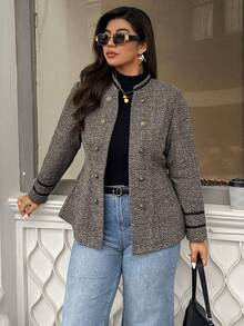 Calvaya 女式简约日常长袖夹克 - 棕色 - 查看 3