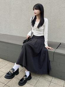 FRIFUL 女式波尔卡圆点印花撞色蕾丝前领带长袖 T 恤