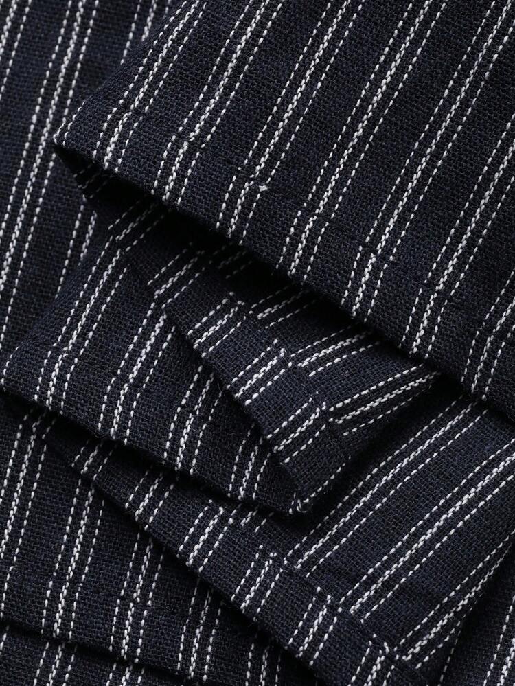 Dazy Plus 2pcs/Set Striped V-Neck Loose Lantern Sleeve Pullover Top And Relaxed Long Pants, Plus Size Women Spring/Autumn