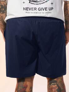 EASEVO Plus Size Woven Casual Straight Leg Shorts - Blue - View 7