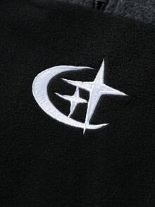 PAVTROS 男士舒适刺绣套头卫衣，短款拉链卫衣，男士街头风半拉链卫衣，长袖上衣 - 米色 - 查看 6