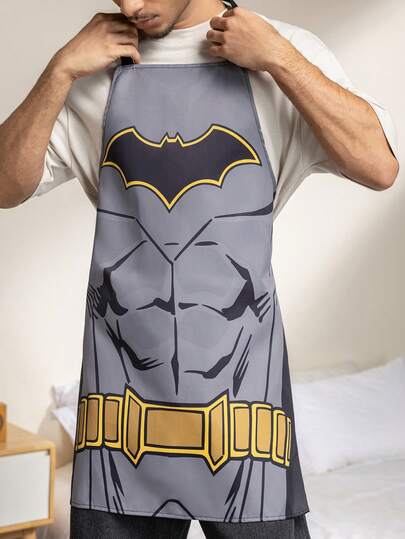 BATMAN X SHEIN 1pc Cos Apron, Classic Black Pattern, Waterproof And Oil-Proof Material, Comfortable And Soft, A Must-Have In The Kitchen And Baking, Suitable For Both Men And Women