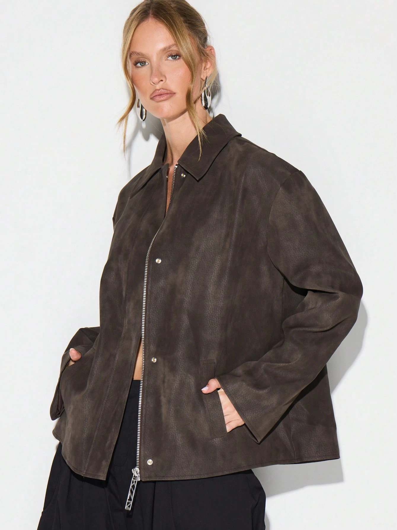 KIZN Übergroße Feldjacke mit Reißverschluss