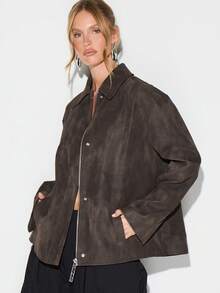 KIZN Sudette Field Jacket 超大号军用实用外套，配有前拉链开合和多个口袋 - 摩卡棕 - 查看 4