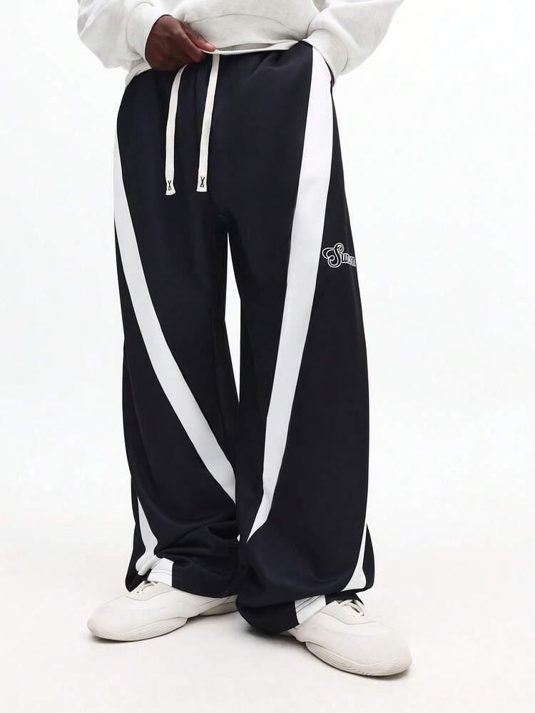 Contrast Stripe Sweatpants With Drawstring Waist