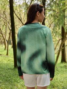 In My Nature 女士扎染圆领长袖户外T恤，自然绿