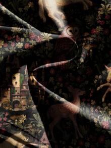 ROMWE Goth 哥特式黑暗神秘万圣节飞蛾、蝙蝠、蝴蝶、蜘蛛印花多层蛋糕裙（女士） - 黑色 - 查看 4