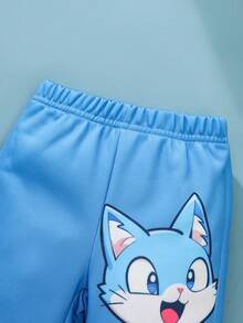 SHEIN Baby Boy Winter Clothing Blue Color Fun And Unique Sleeves Cute Animal Prints With Large Patterns Kids Baby Clothes Ootd - Blue - View 4