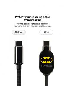 BATMAN X SHEIN Data Cable Protector, Suitable For IPhone Charger, 3-Piece Set Of Mobile Phone Cable Protectors, Charger Protector (Excluding Data Cable)
